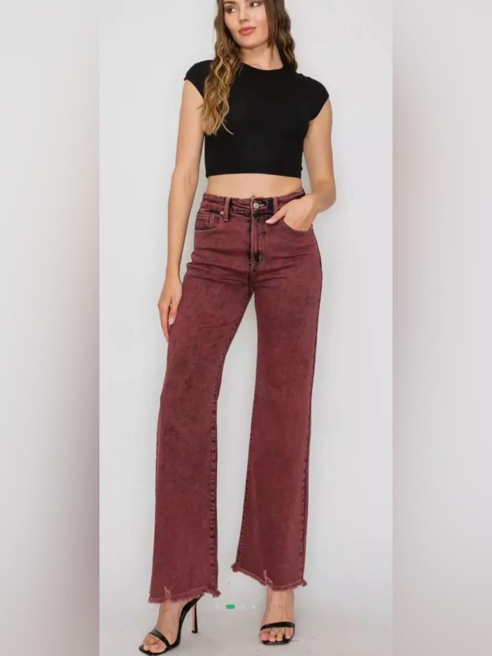 NWOT Artemis Vintage Tummy control Burgundy High Rise raw hem jeans sz 27